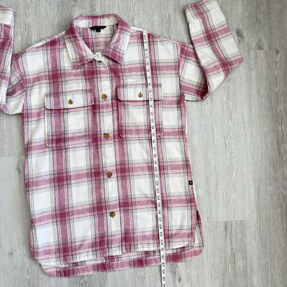 Banana Republic Oversized Shacket Pink Plaid Wool Blend Shirt Jacket Women's M - Picture 9 of 11